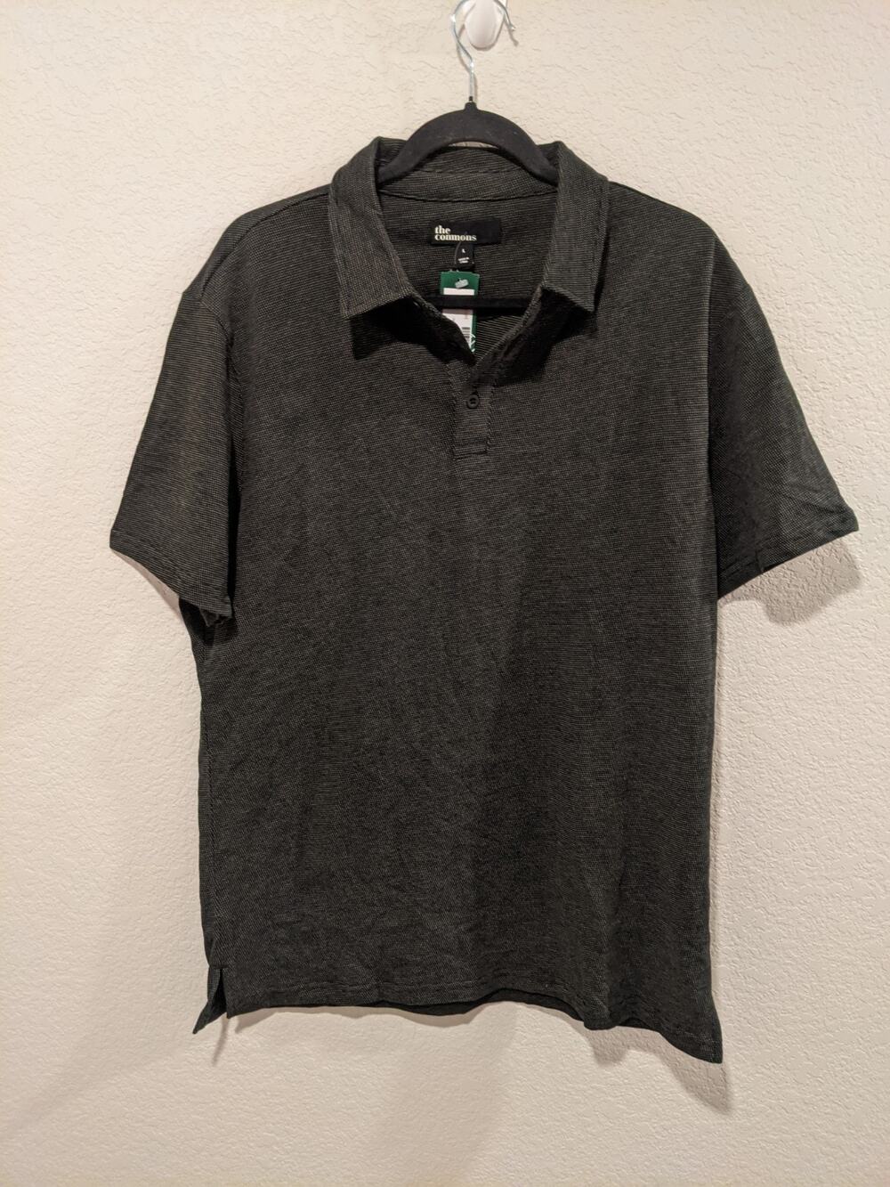 The Commons Men's Large Dot Jacquard Johnny Collar Polo NWT